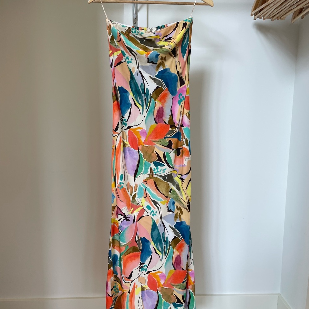 Lavender Brown Multicolor Strapless Dress - Picture 2 of 3